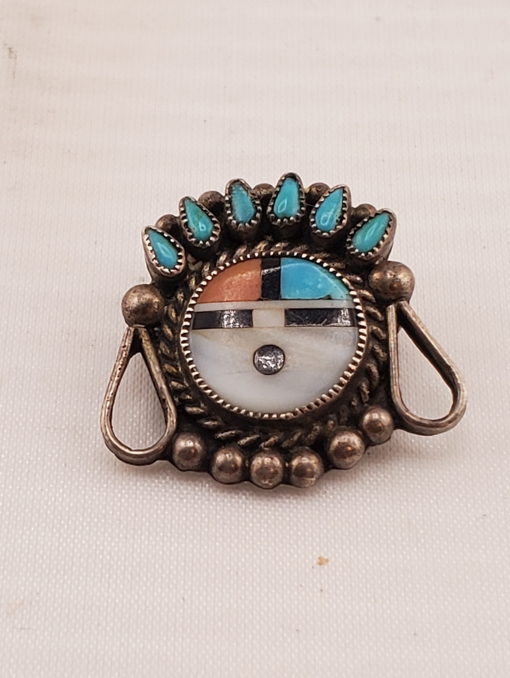 Vintage Zuni Sunface Brooch Pin